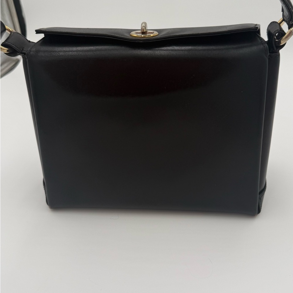 Elegant VINTAGE Gucci Black Leather Handbag. EUC mirror and pouch COA - Picture 7 of 14